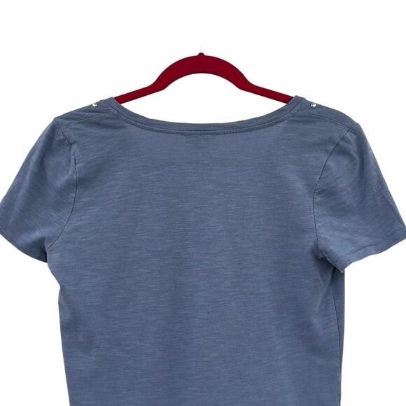Vince Camuto Blue Heathered Studded V-Neck Pullover T-Shirt XS - Picture 4 of 8